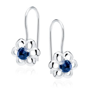 Cercei argint floare cu piatra albastra si tortita DiAmanti Z1351JR_BL-DIA (Argint 925‰ 1,3 g.)